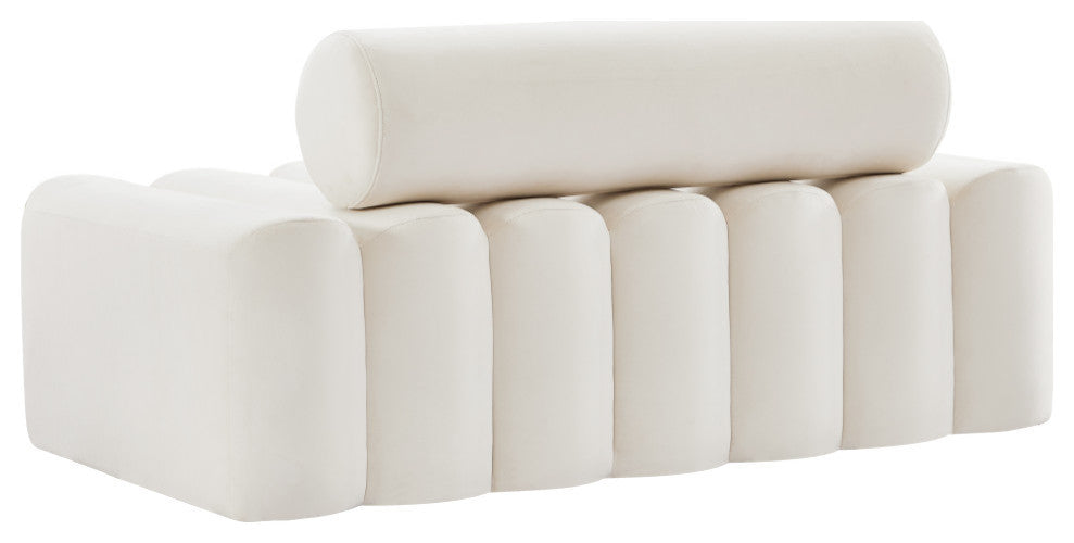 Melody Velvet Upholstered Chair, Cream, Loveseat