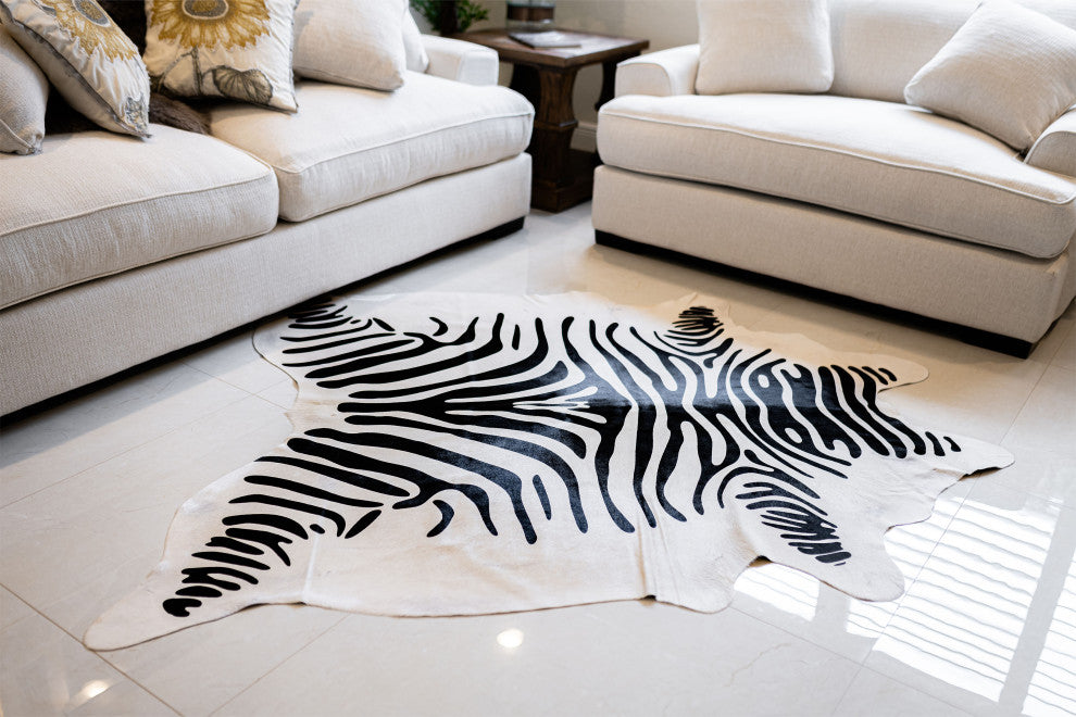 Luxury Cowhides Zebra Off White Cowhide Rug