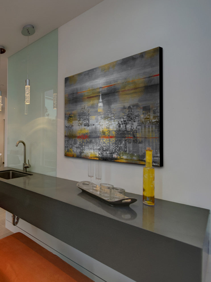 "NYC in Yellow" Print on Brushed Aluminum, 60"x40"