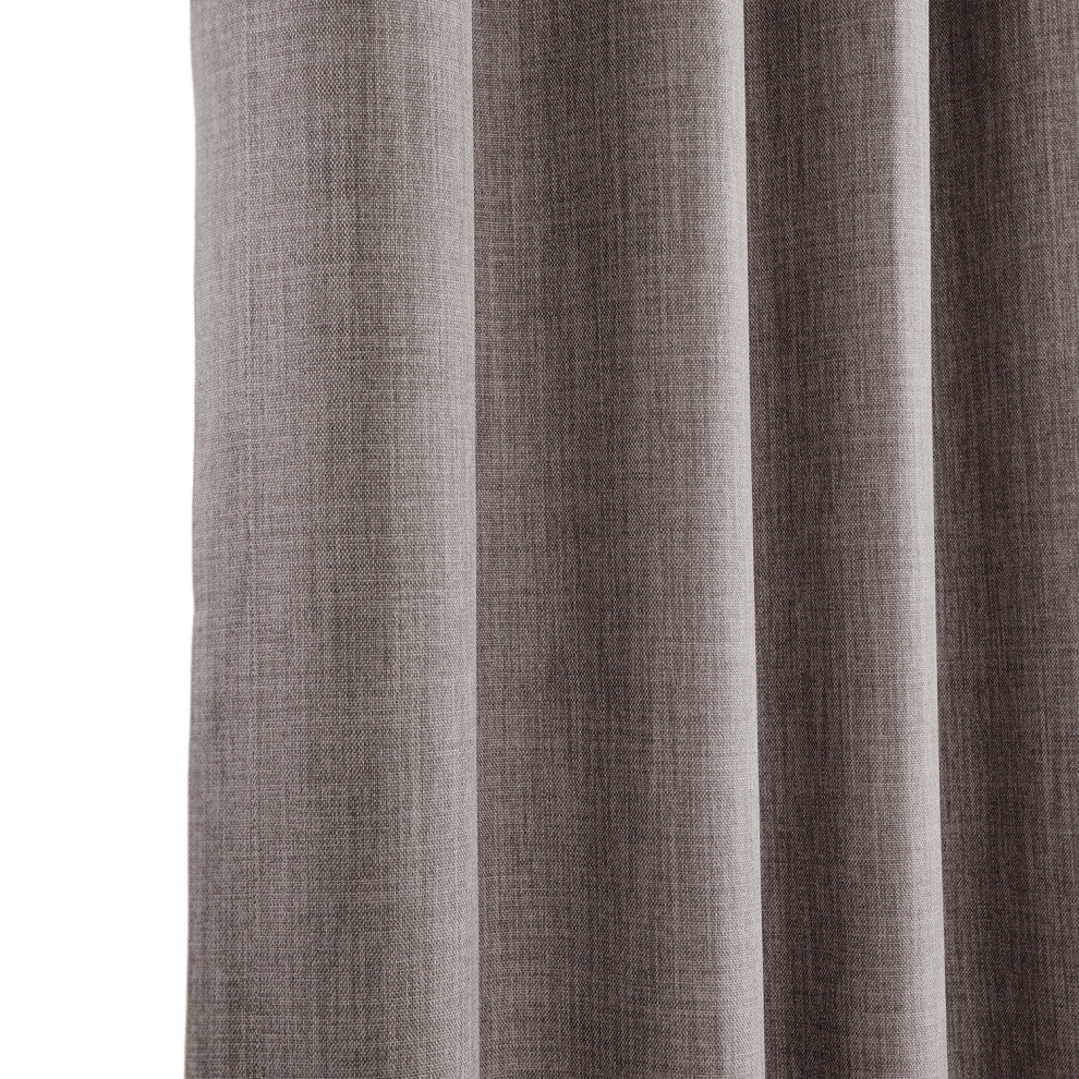 Faux Linen Grommet Room Darkening Curtain Single Panel, Mink, 50"x84"