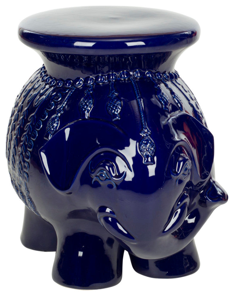 Safavieh Ceramic Elephant Stool, Navy