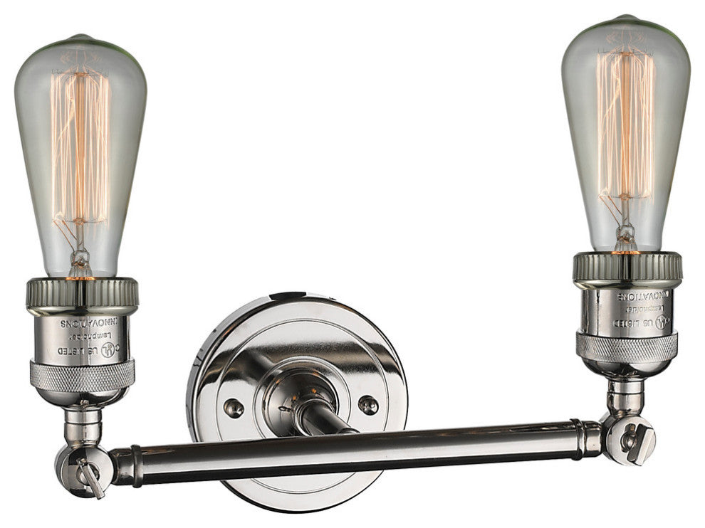 Bare Bulb 2-Light Bath Fixture, Polished Nickel