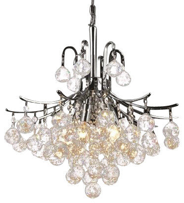 Elegant Toureg Dining Room Light, Chrome Finish With Royal Cut Crystal