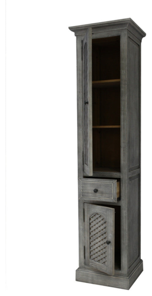79" Rustic Solid Fir Side Cabinet, Gray