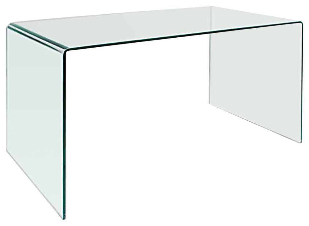 Creative Images International Glass Collection Bent Glass Office Desk, Clear