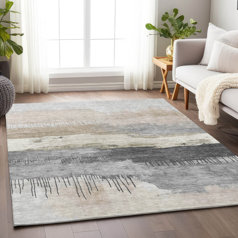 Machine Washable Indoor/Outdoor Chantille ACN1880 Ivory 3' x 5' Rug