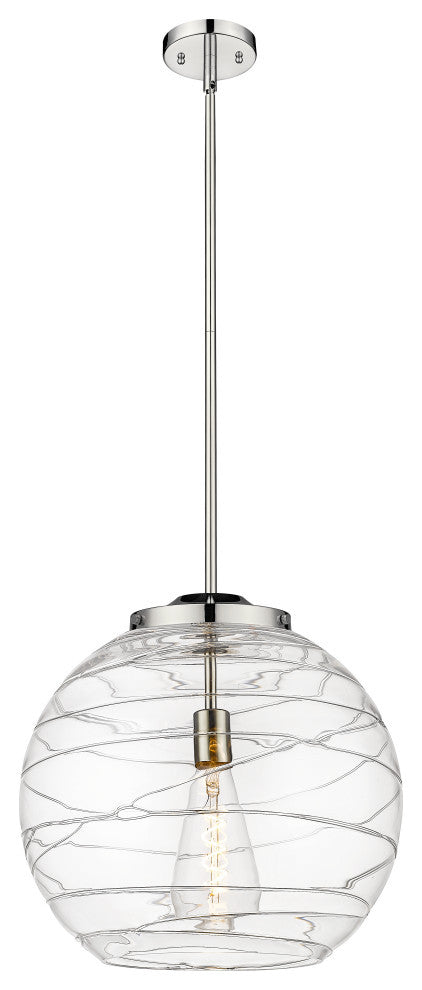 Deco Swirl Pendant, Polished Nickel, Clear Deco Swirl, Clear Deco Swirl