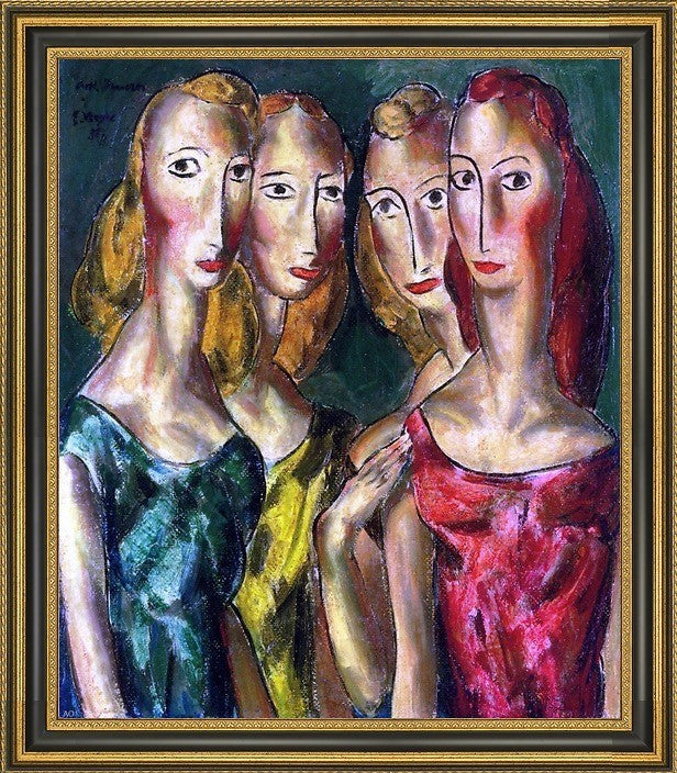Alfred Henry Maurer Four Sisters - 16" x 20" Framed Premium Canvas Print