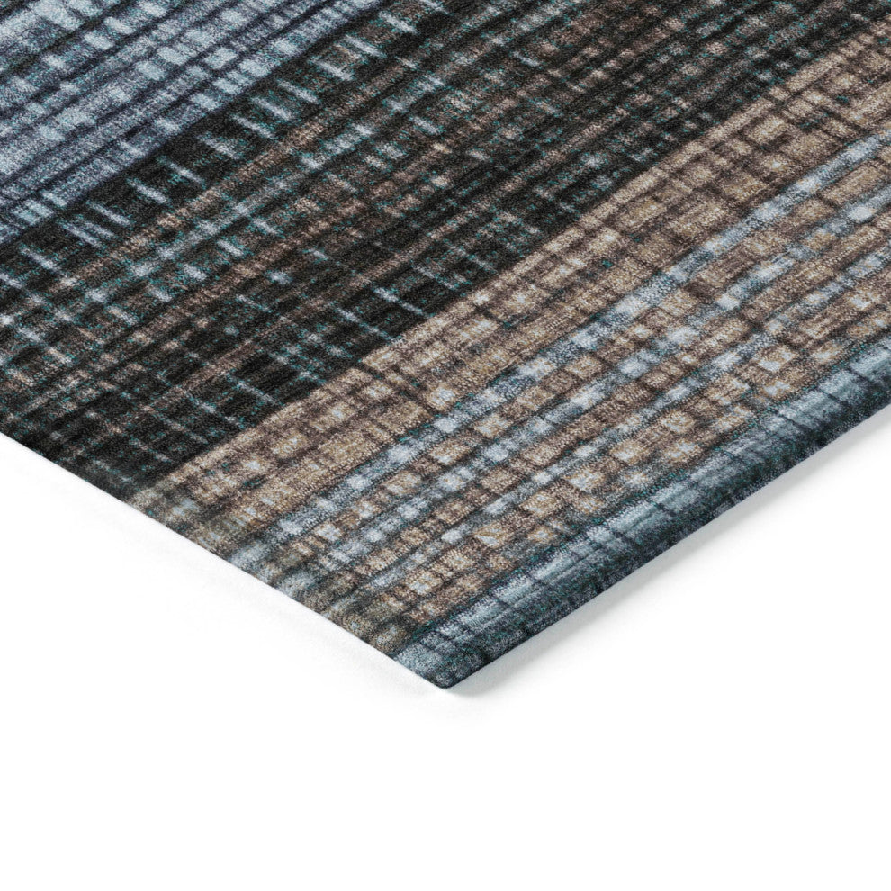 Machine Washable Indoor/Outdoor Chantille ACN1873 Teal 8' x 8' Round Rug