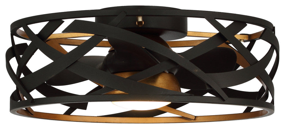 21 in Indoor Black Industrial LED Caged Ceiling Fan With Remote