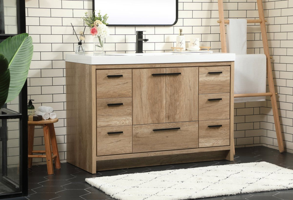 Walker Natural Oak-Light Bathroom Vanity, Natural Oak, 48"