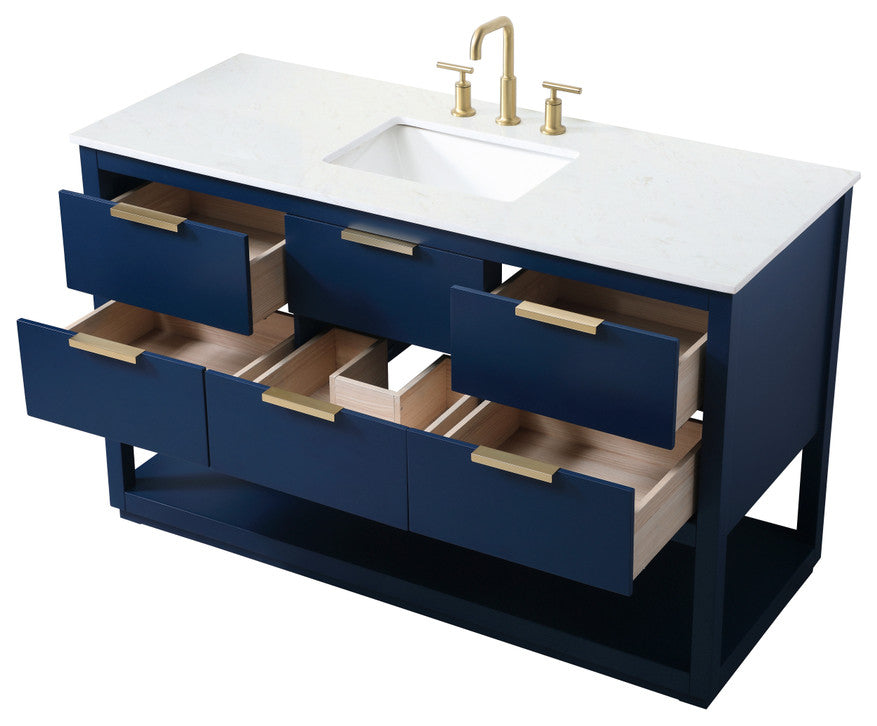 Louie 54" SIngle Bathroom Vanity, Blue