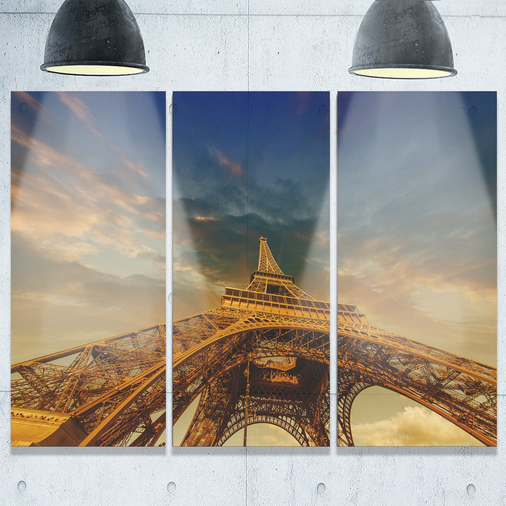 "Sky Above Eiffel Tower in Paris" Metal Wall Art, 3 Panels, 36"x28"