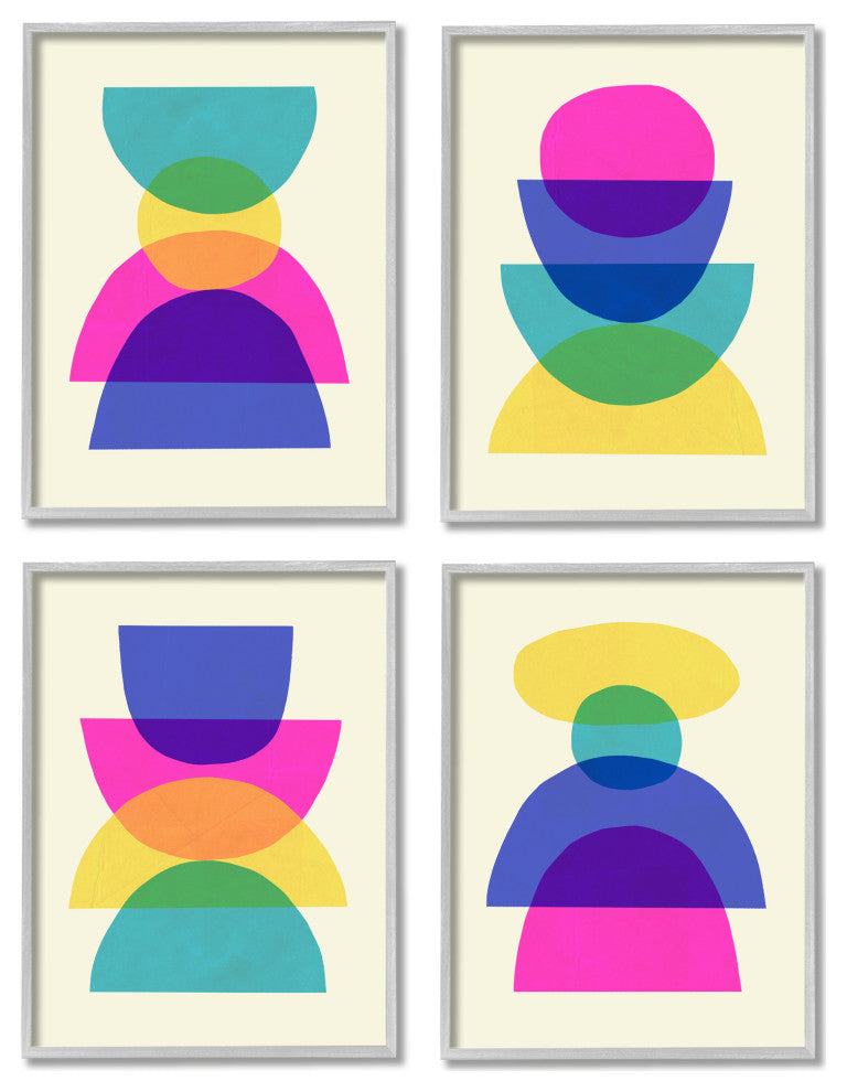 Intergalactic Rainbow Abstract Transparent Geometric Shapes , 4pc, each 11 x 14