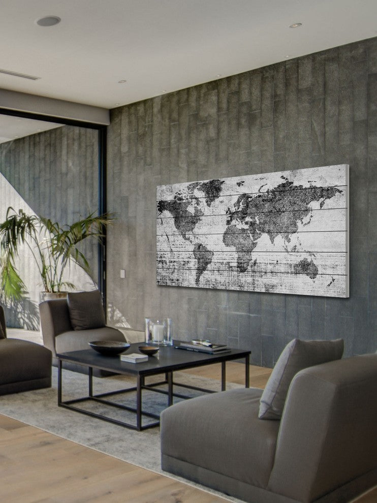 "Lost in the World" Painting Print on White Wood, 60"x30"