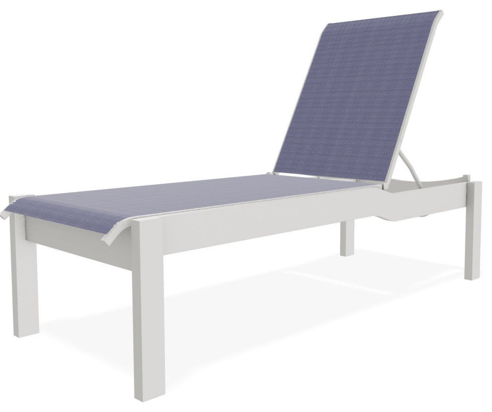 Leeward Sling Stackable Outdoor Chaise Lounge, Breeze/Snow