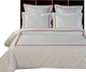Amy 100% Cotton Embroidered Duvet Cover Set, White and Chocolate, Full/Queen
