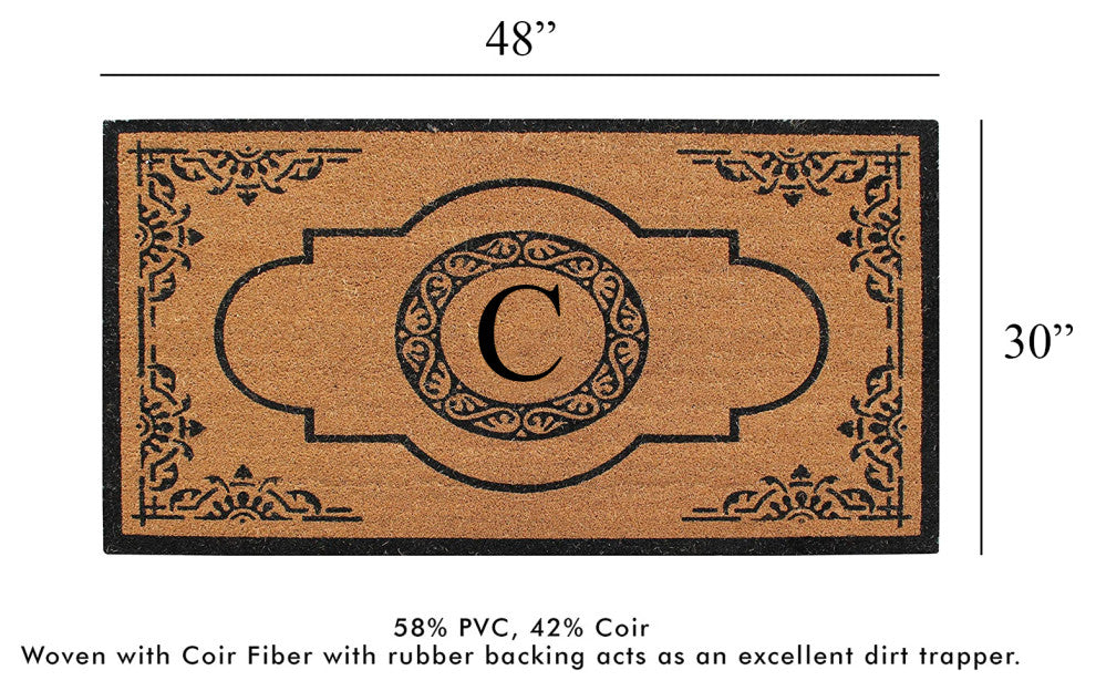 First Impression Hand Crafted Abrilina Entry Monogram Double Doormat,(30"x48"),
