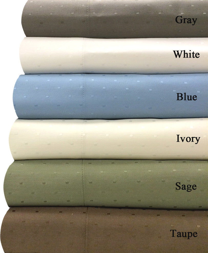 Woven Dots Cotton Blend 600 TC Sheet Set, Gray, Queen