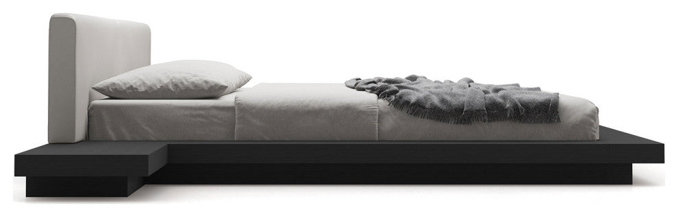Akanji King Bed in Pearl Gray Eco Leather and Wenge