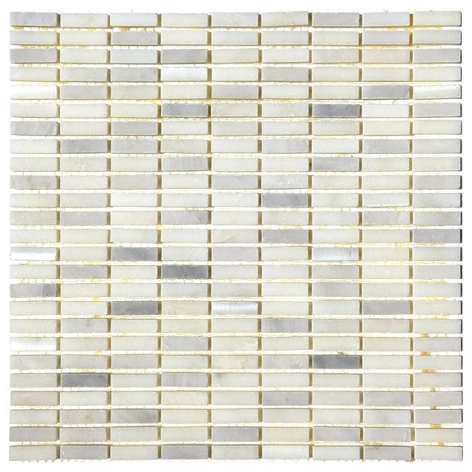 Carrara Waterflow Polished Mosaic Tile, 12"x12", Set of 10
