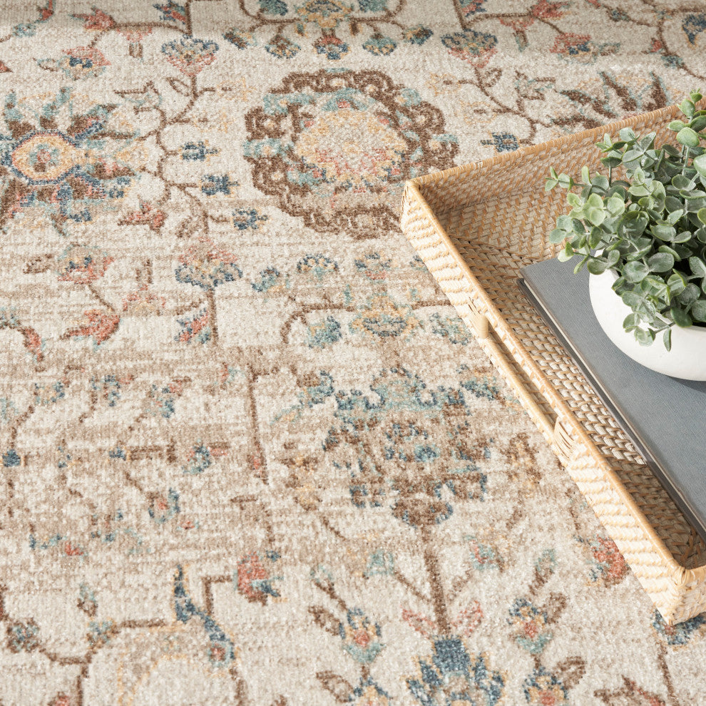 Nourison Washable Decor 6'7" x 9' Beige Vintage Indoor Rug