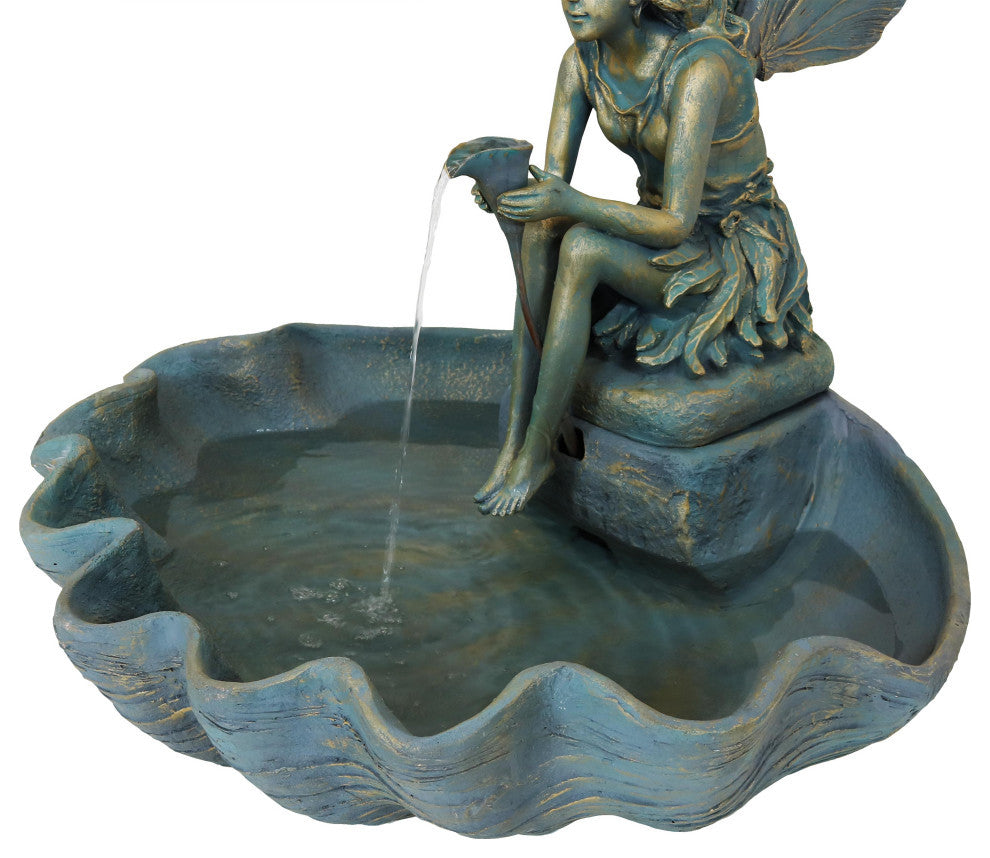 Sunnydaze Fairy Shell Outdoor Garden Water Fountain, Corded Electric, 30"