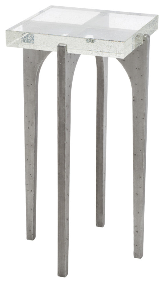 Safavieh Couture Tawny Square Bubble Glass Accent Table, Silver/Clear