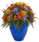 Giant Mixed Floral Artificial Arrangement, Blue Vase