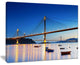 "Hong Kong High Bridge At Night" Sea Bridge Canvas Wall Artwork, 20"x12"