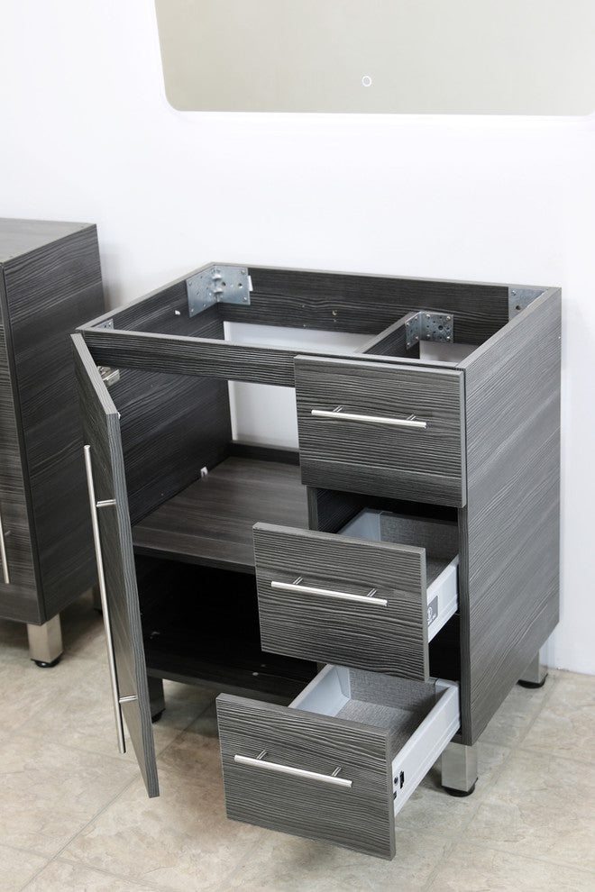 Windbay 30" Free Standing Vanity, Dark Grey, White Stone Countertop