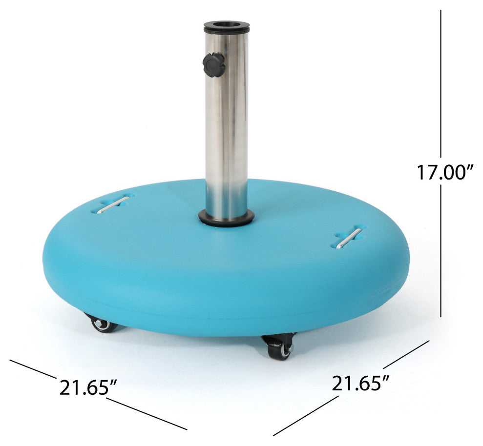 Louise Outdoor Concrete Circular 80lb Umbrella Base Holder, Teal