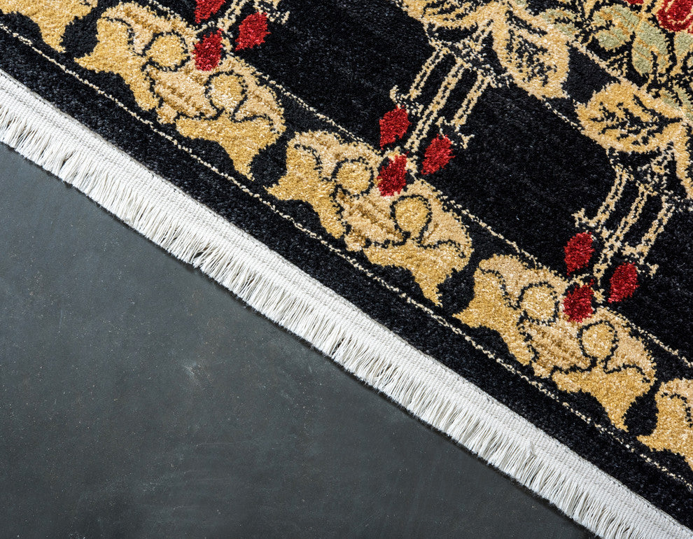 Unique Loom Black Carnation Edinburgh 5' 0 x 8' 0 Area Rug