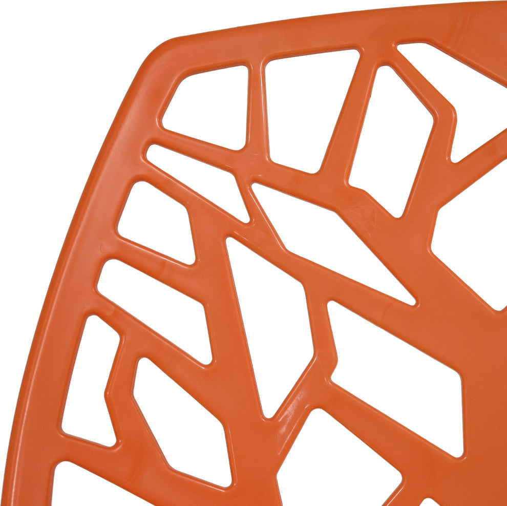 Stackable Plastic Accent Dining Chair for Indoor and Outdoor, Orange