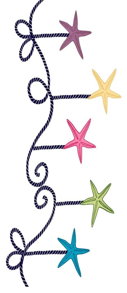 Starfish Ornaments Decorative Holiday Geometric Print Bath Towel, Navy Blue