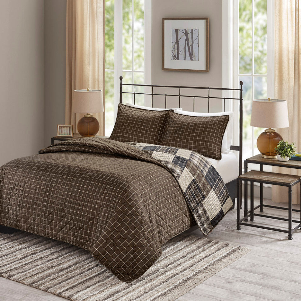 Madison Park Timber 3 Piece Reversible Printed Quilt Set