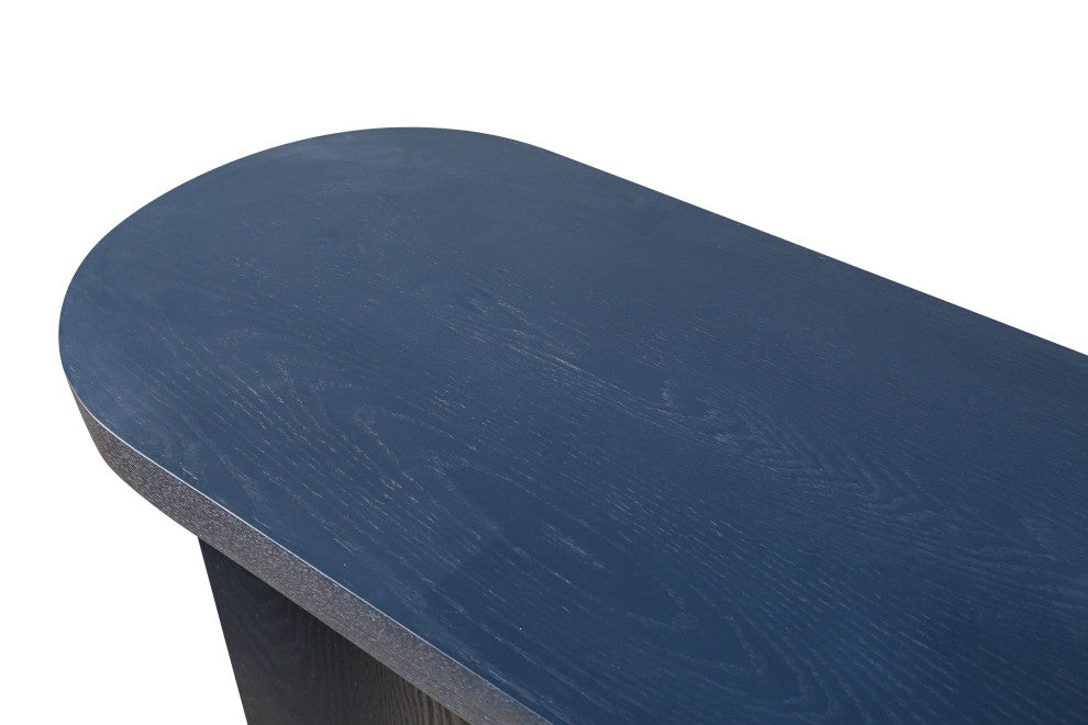 GDF Studio 60" Oval Top Console Table, Curved & Customizable Legs, Navy Blue