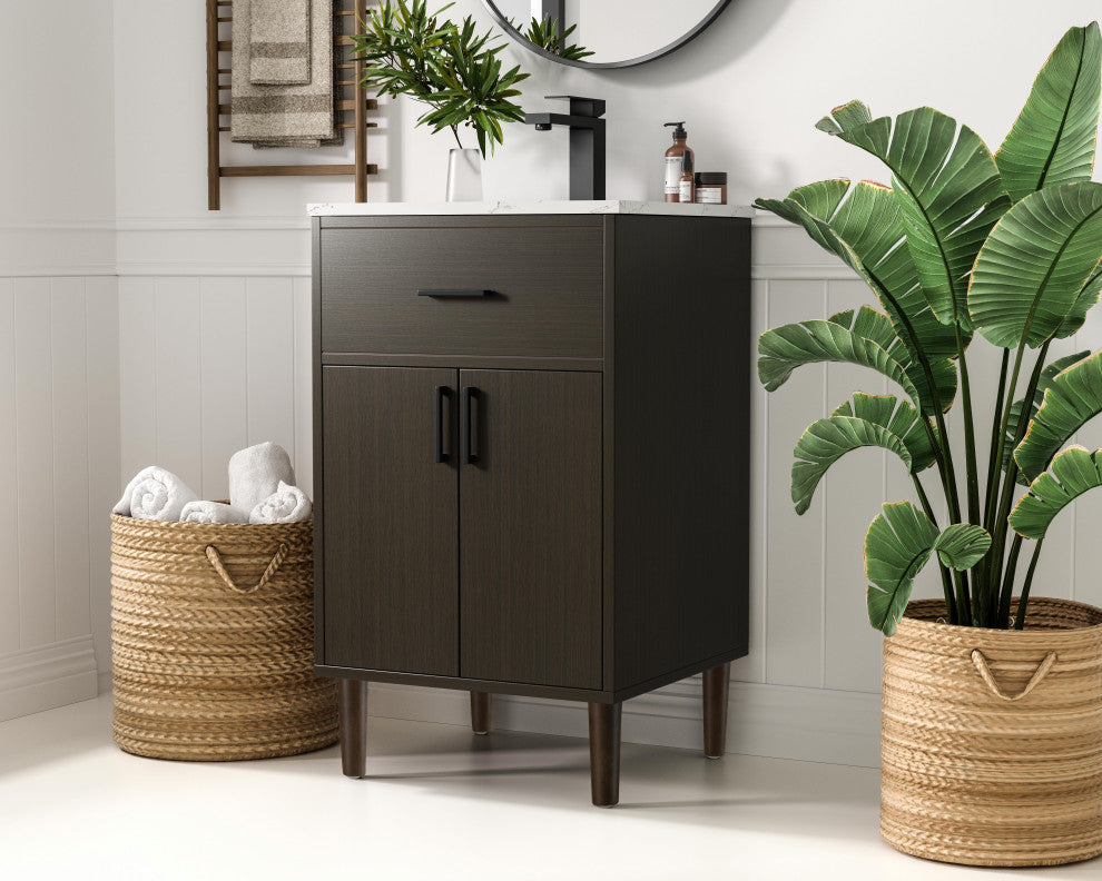 Home Living 20" Single Bathroom Vanity, Mocha Brown