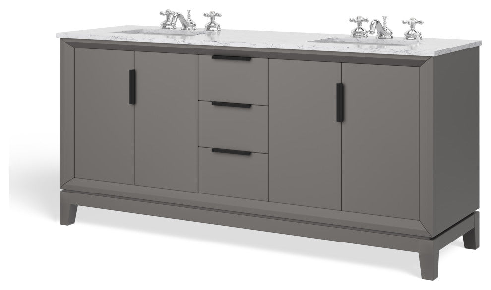 The Ezra Bathroom Vanity, Cashmere Gray, 72", Double Sink, Freestanding