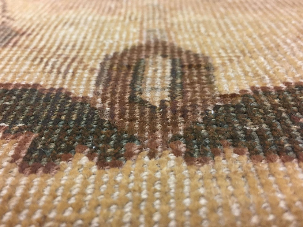 Low-Pile Peshawar Mahmood Beige/Green Rug, 8'10x11'6