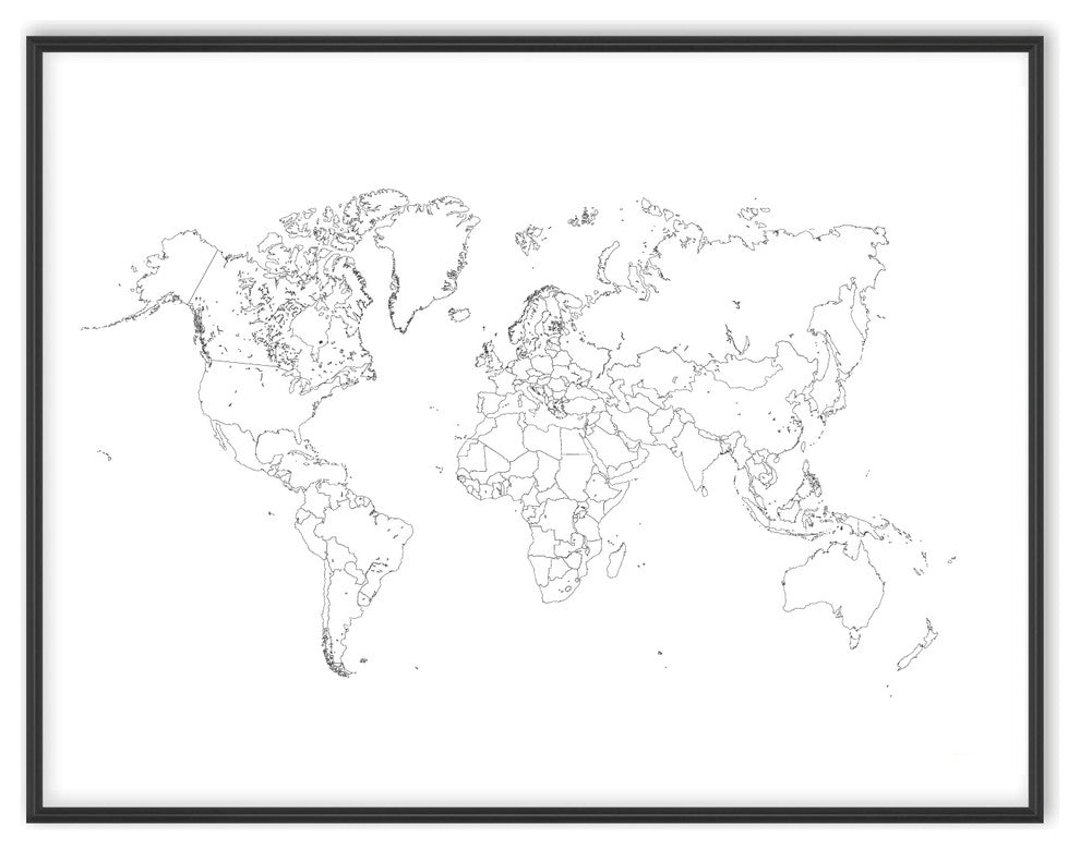BW Maps World Map Coloring Poster