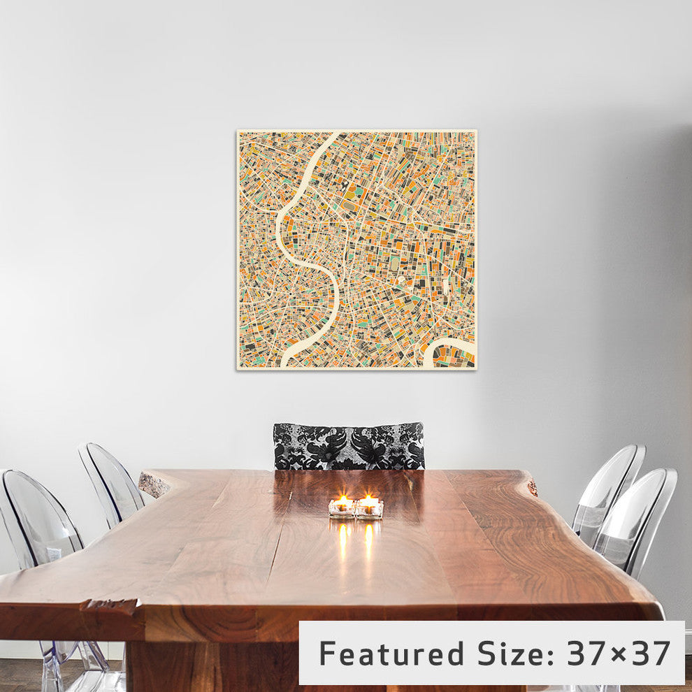 "Abstract City Map of Bangkok" by Jazzberry Blue, 18x18x1.5