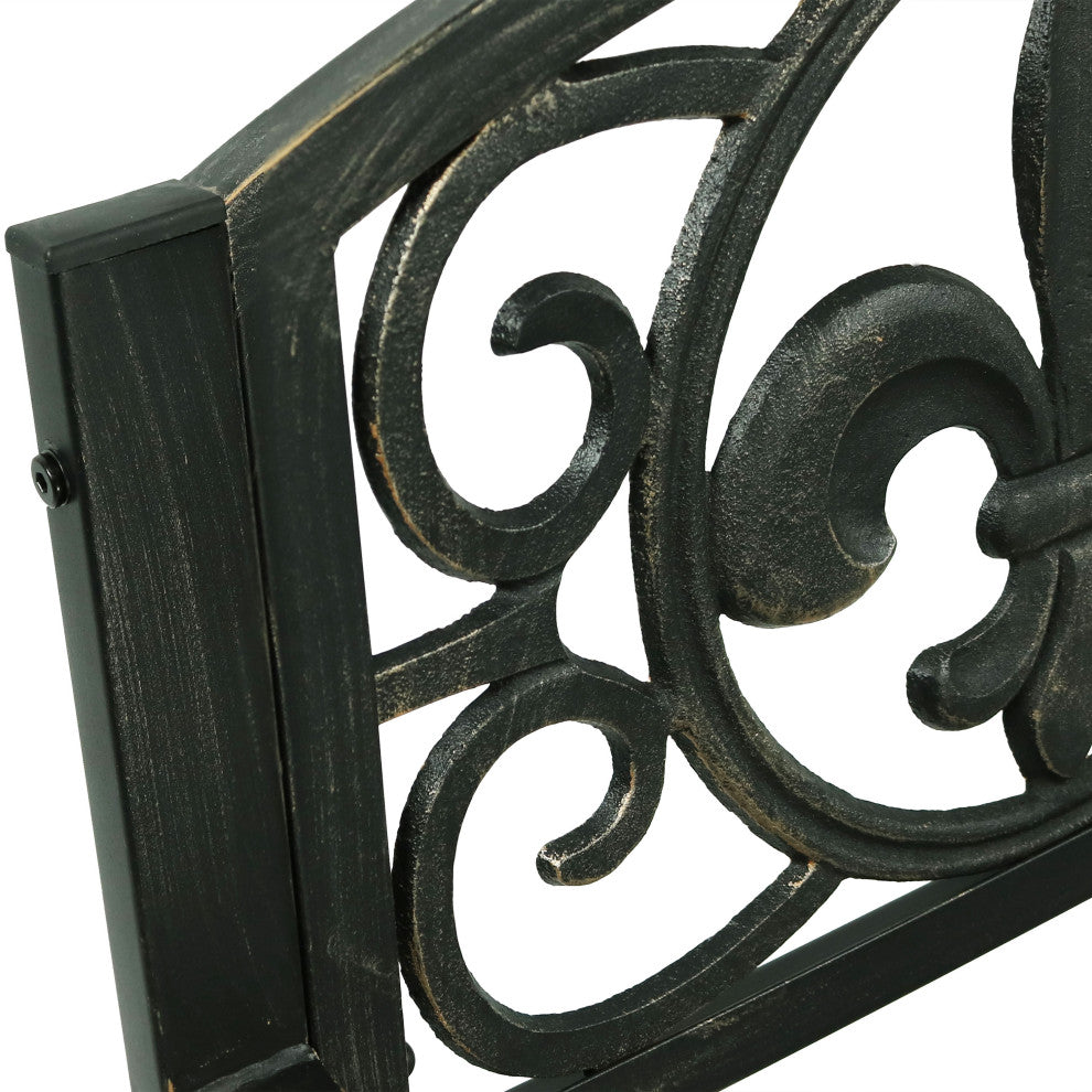 Sunnydaze Outdoor Patio Rocking Chair, Cast Iron With Fleur-de-Lis Design