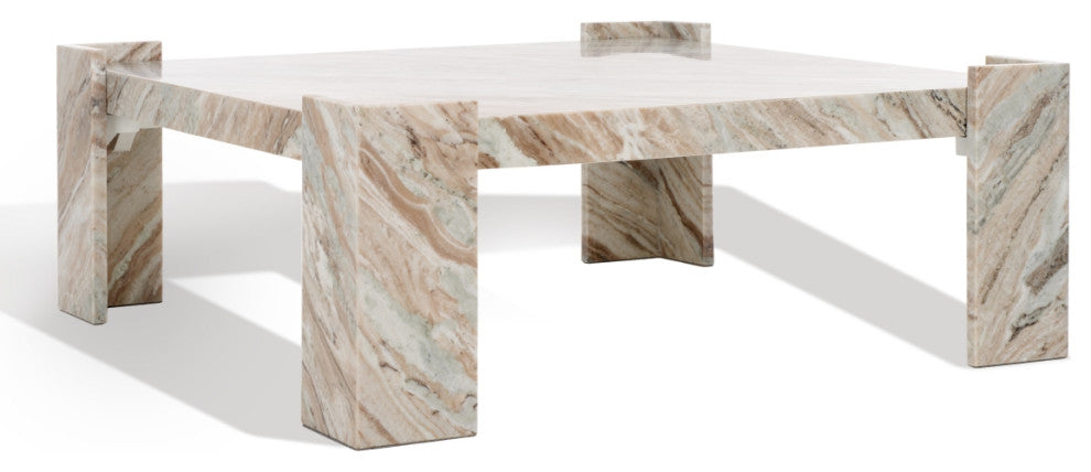 Safavieh Couture Catayana Marble Coffee Table, White/Brown