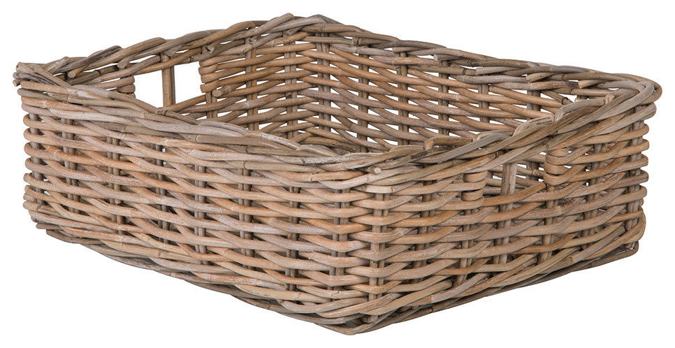 Kobo Rattan Shelf and Underbed Basket, Gray-Brown, 15" X 20" X 6"