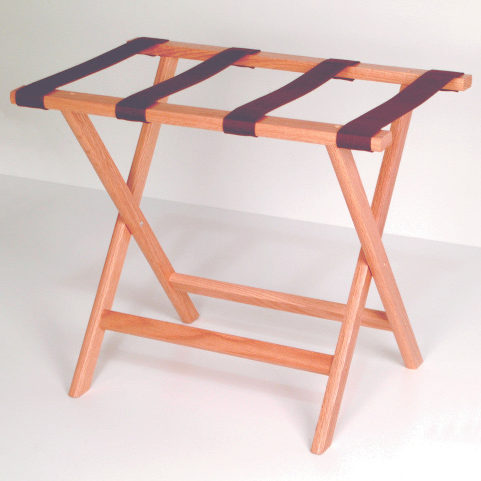 Deluxe Straight Leg Luggage Rack, Light Oak/Brown