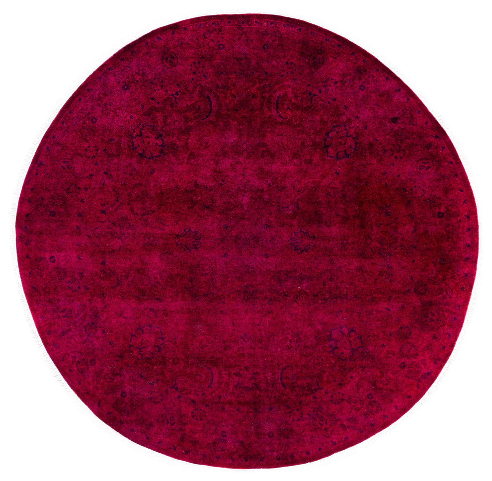 Overdyed One-of-a-Kind Hand-Knotted Area Rug Pink, 6' 1" x 6' 1"