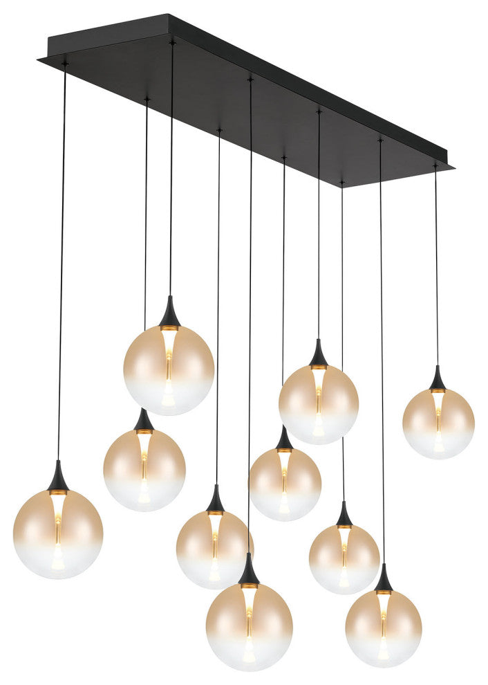 Iissa 10L 47" Black Amber Chandelier