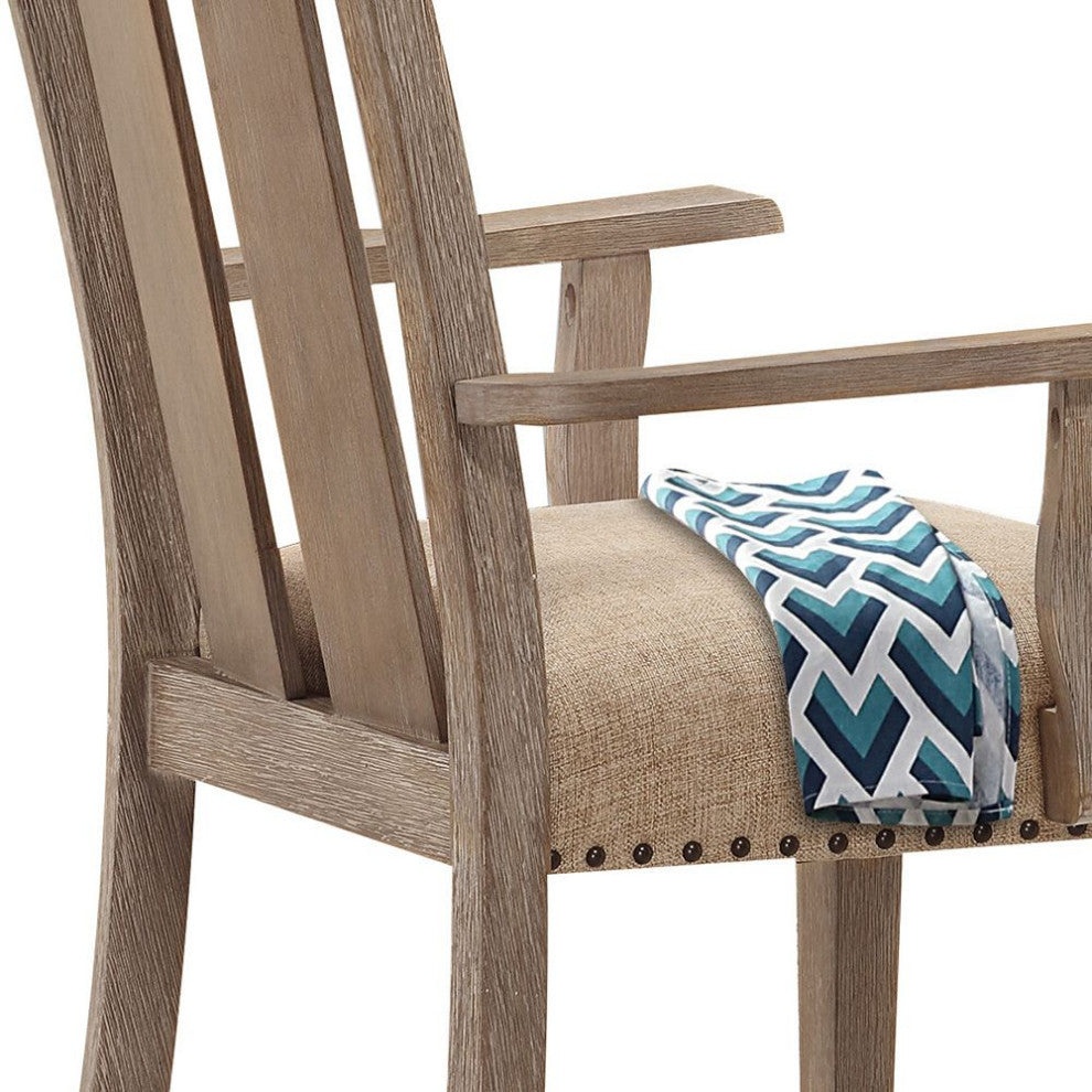 ACME Nathaniel Arm Chair, Set of 2, Fabric and Maple