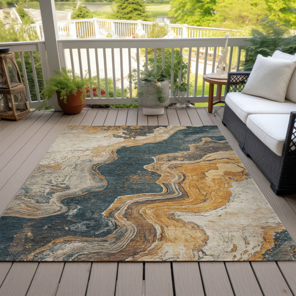 Machine Washable Indoor/Outdoor Chantille ACN1907 Linen 9' x 12' Rug